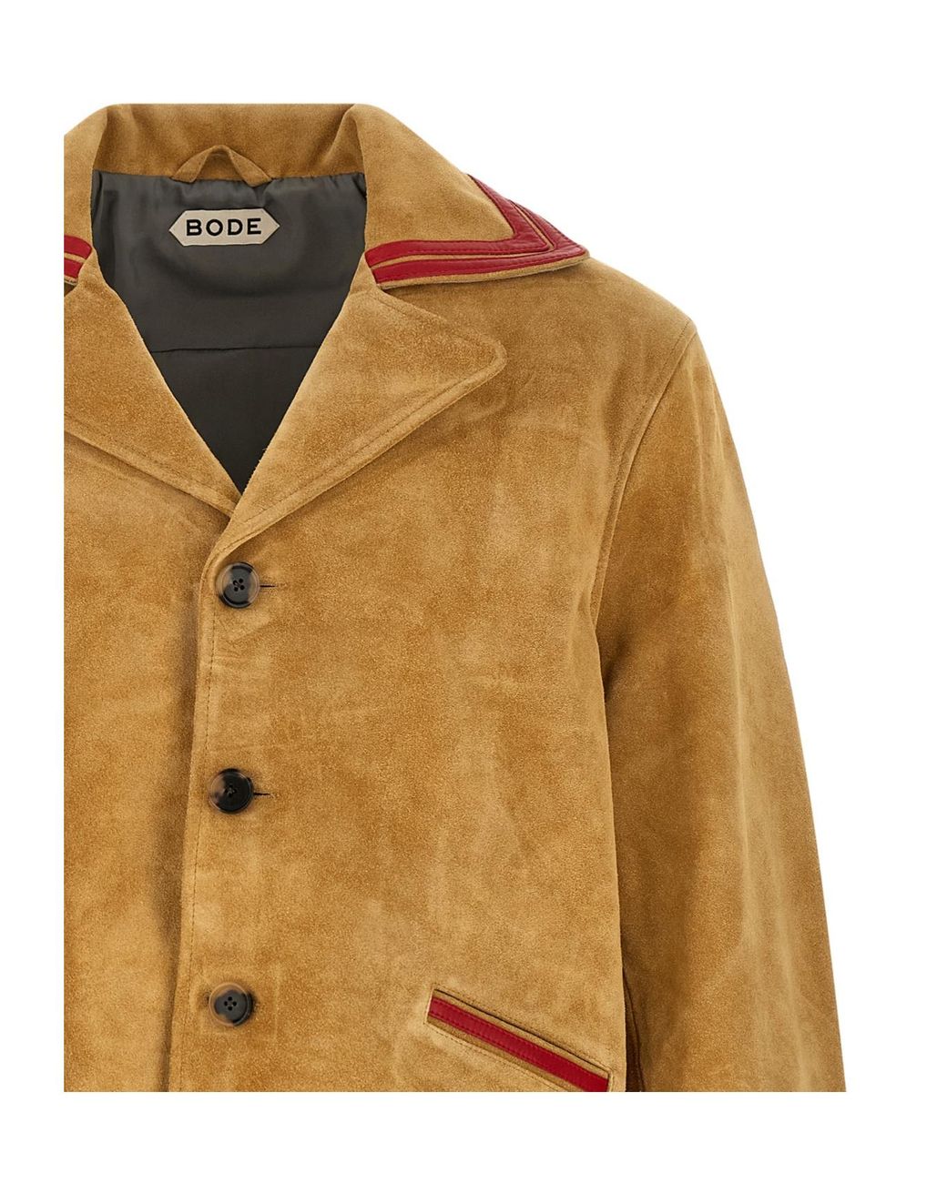 Bode Brown Trefoil Long-Sleeved Leather Jacket for men