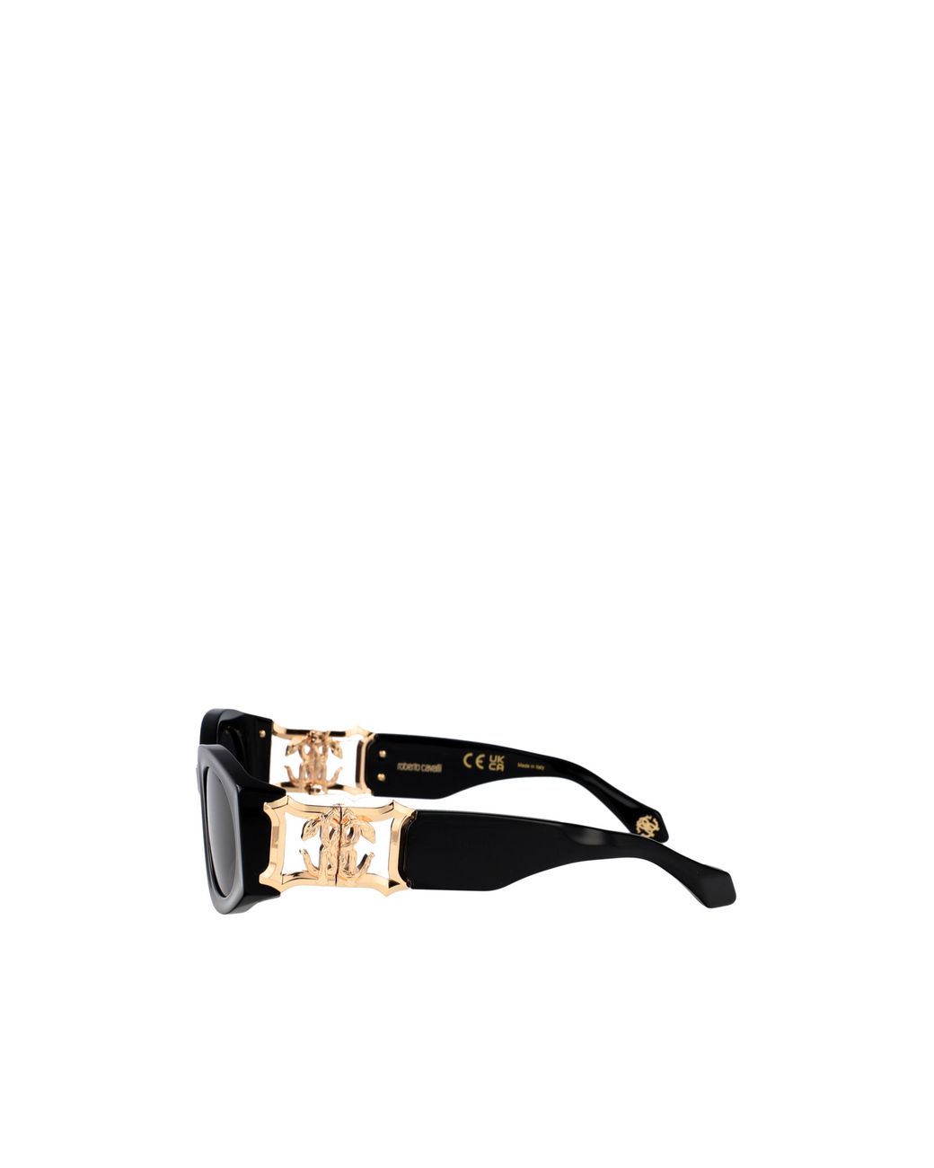Roberto Cavalli Black Logo-Embellished Oval Sunglasses
