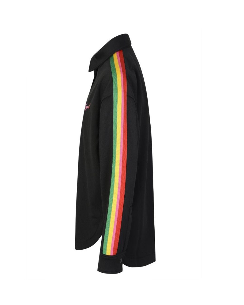 Palm Angels Black Miami Logo Embroidered Side-Stripe Shirt