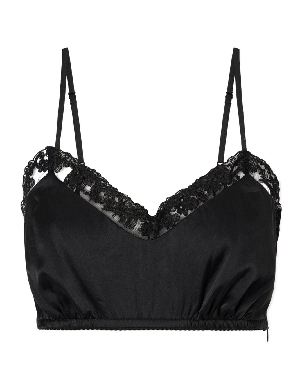 Simone Rocha Black Lace-Trimmed Satin Bralette