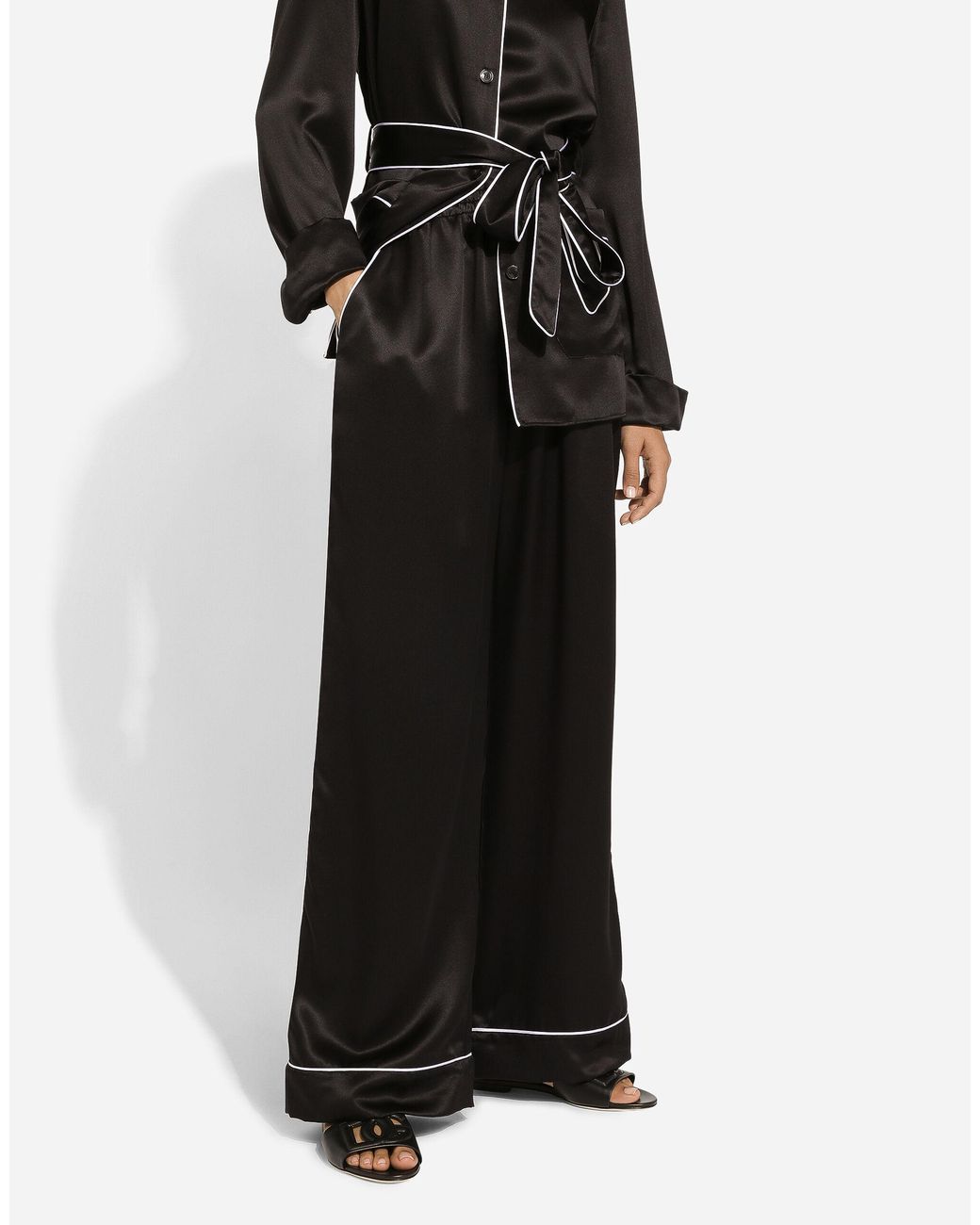 Dolce & Gabbana Black Contrasting Piping Pajama Pants