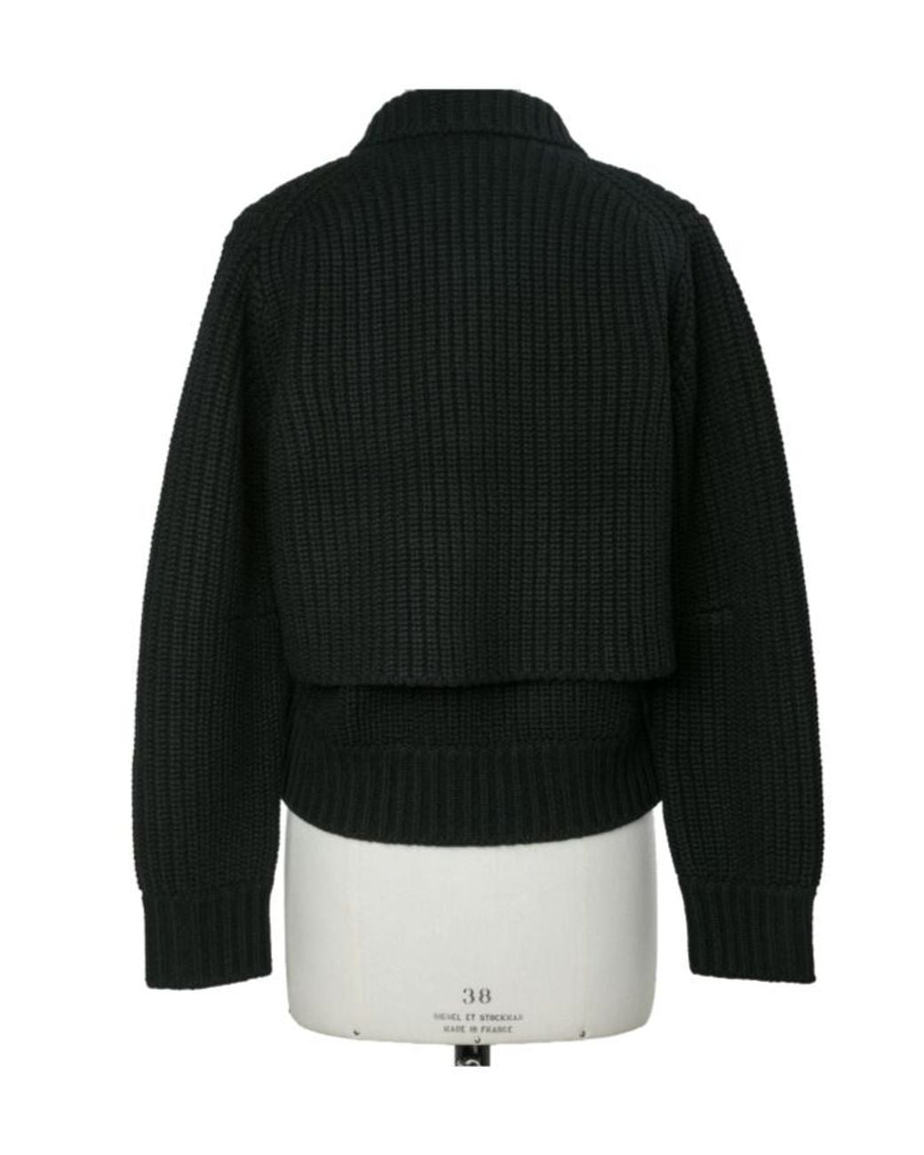 Sacai Black Double-Breasted V-Neck Cardigan