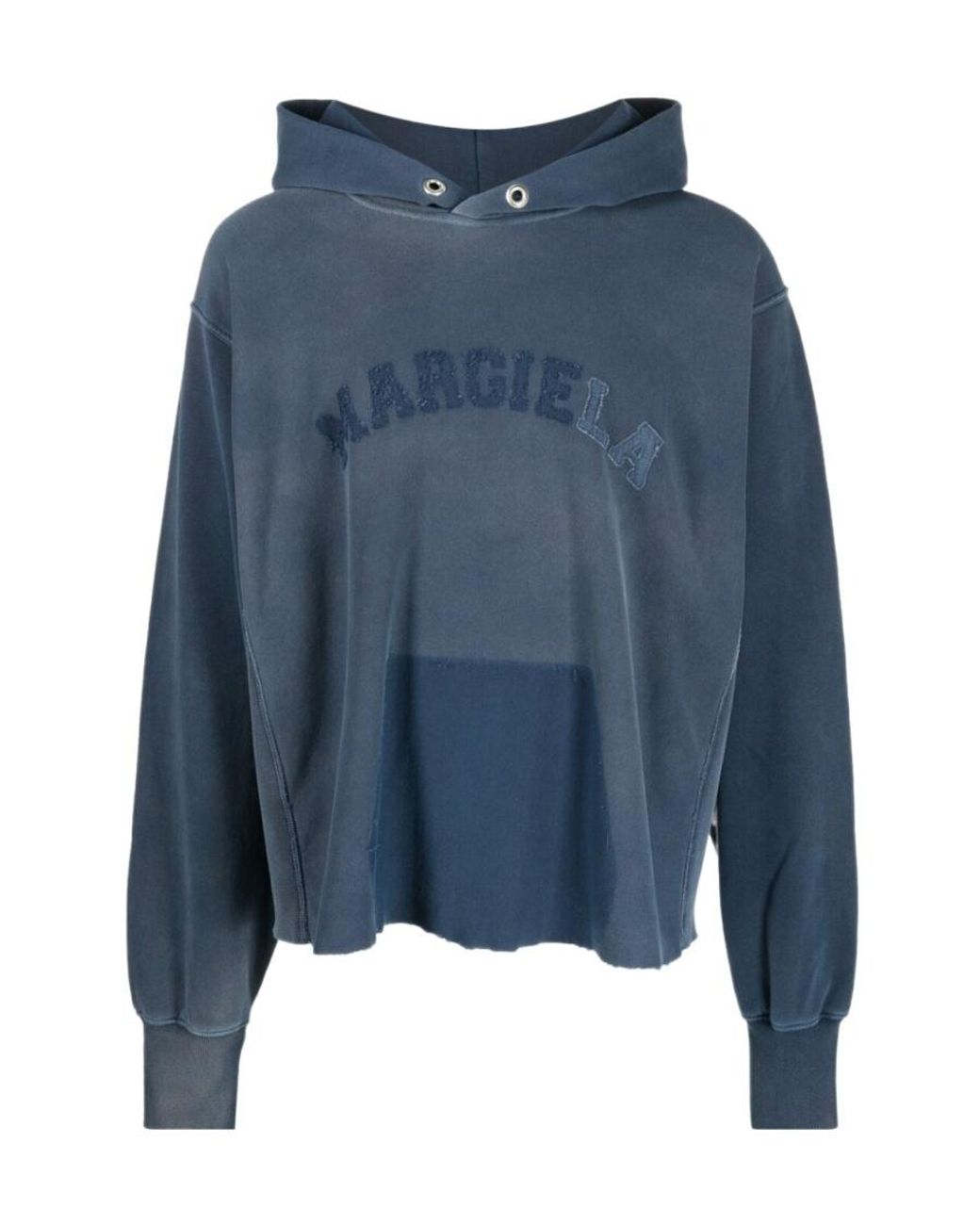 Maison Margiela Faded Logo-Patch Hoodie in Blue for Men | Lyst