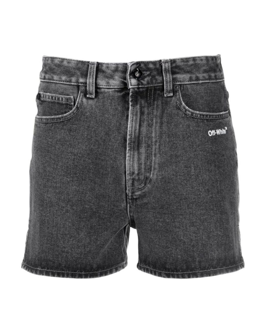 Off-White c/o Virgil Abloh Gray Logo Printed Straight-Fit Shorts