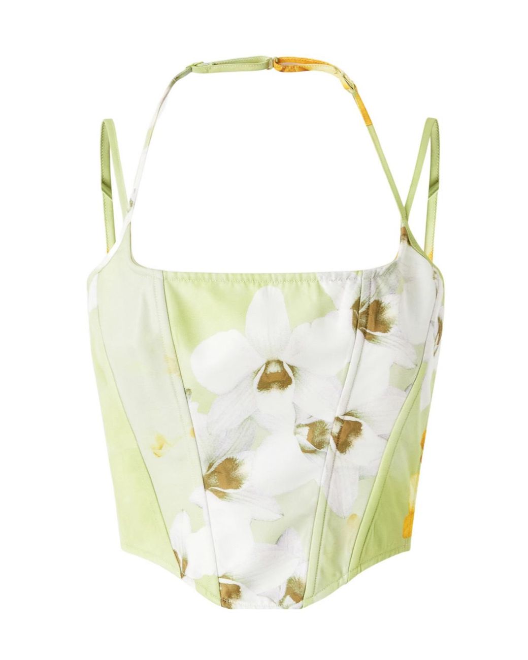 Pinko White Floral-Print Corset Top