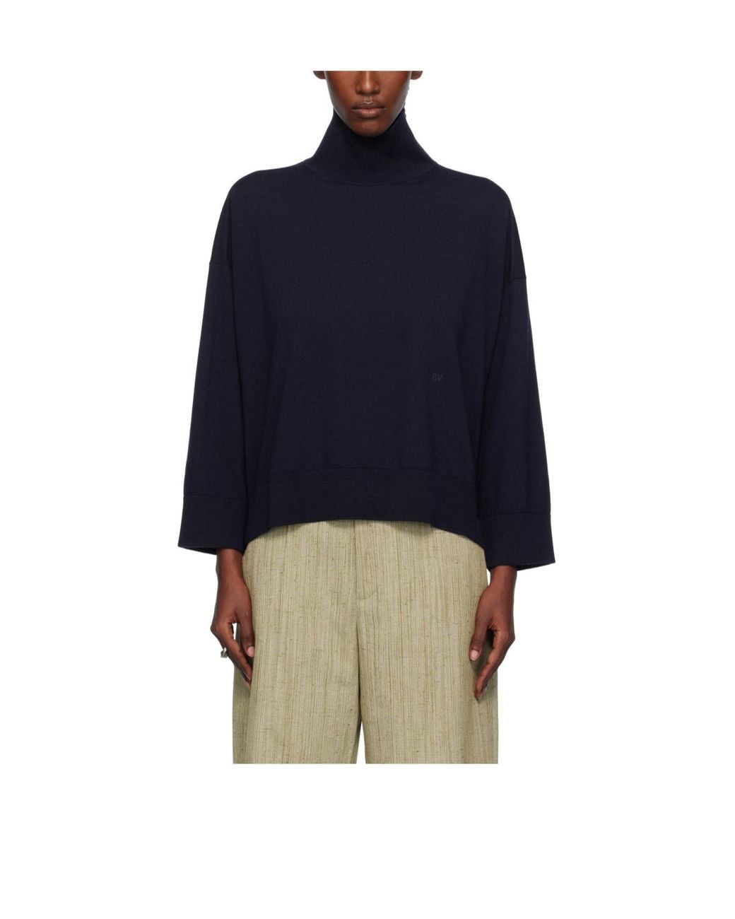 Bottega Veneta Blue High Neck Knitted Jumper