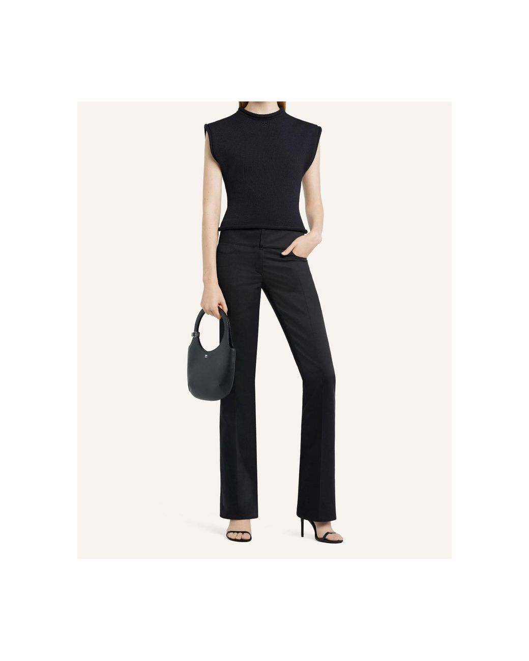 Courreges Black Courrèges Cropped Knitted Tank Top