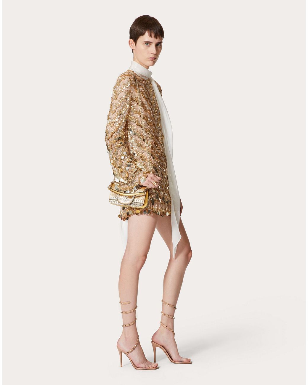Valentino White Tulle Illusione Embroidered Minidress