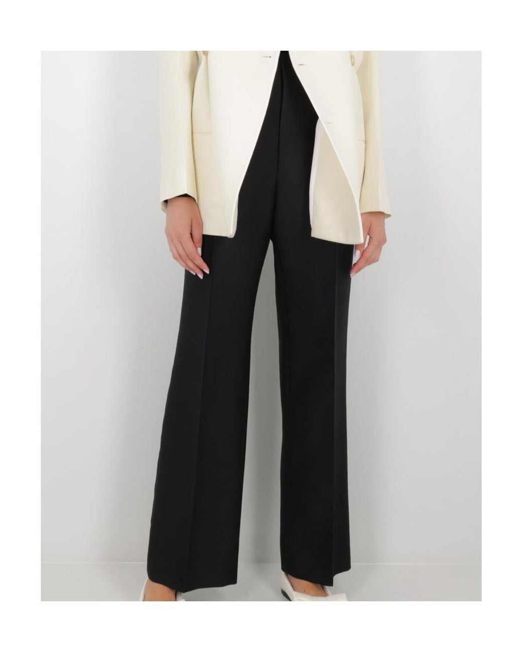 The Row Black Mid Rise Tailored Trousers