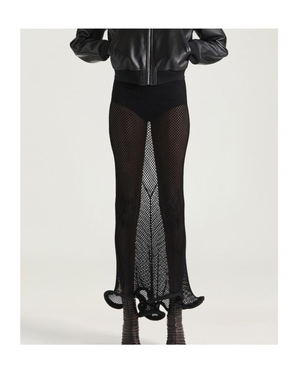 Givenchy Black Sheer Fishnet Flared Skirt