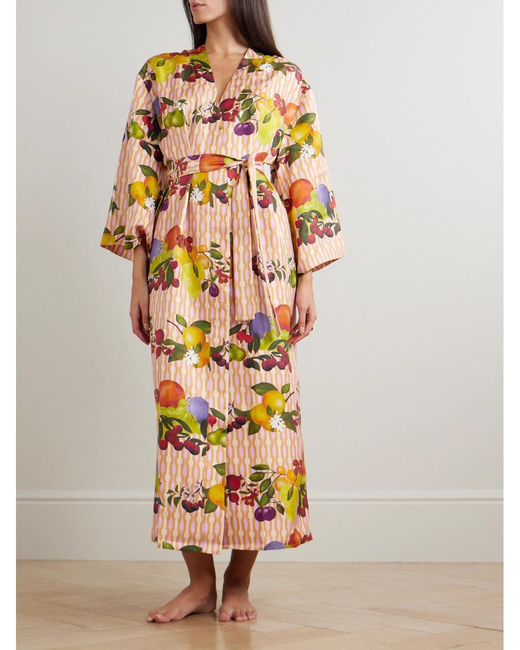 Eres Metallic Saveur Reversible Printed Silk-Twill Robe