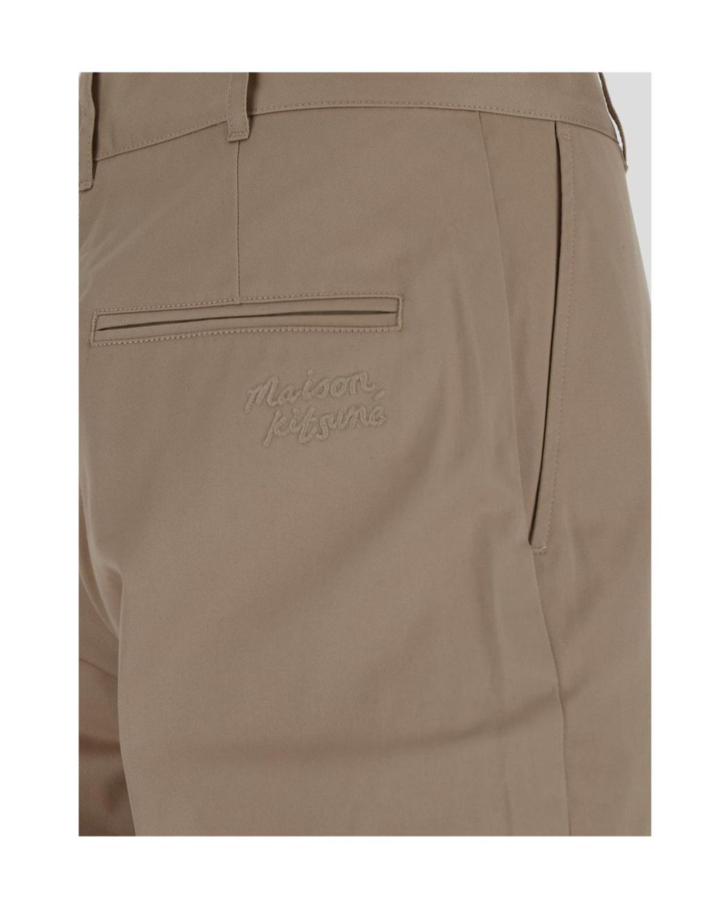Maison Kitsuné Natural Maison Kitsuné Logo Embroidered Straight-Leg Trousers for men