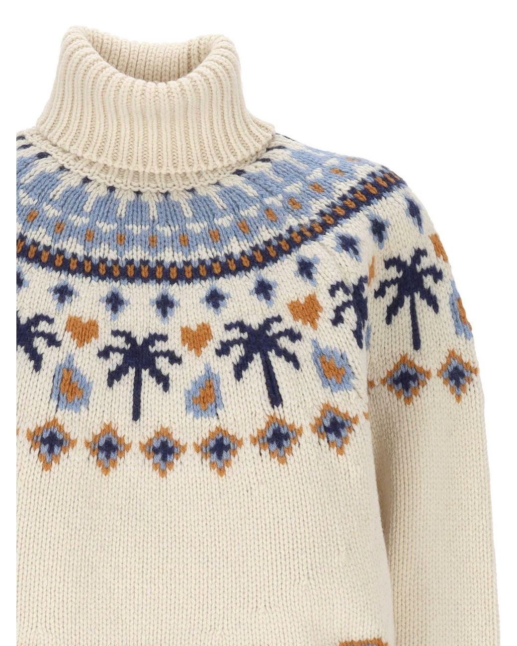 Alanui Blue Sweet Winter Jacquard Turtleneck Sweater