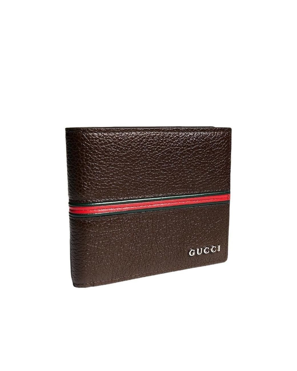 Gucci Brown Bi-Fold Coin Wallet With Web for men