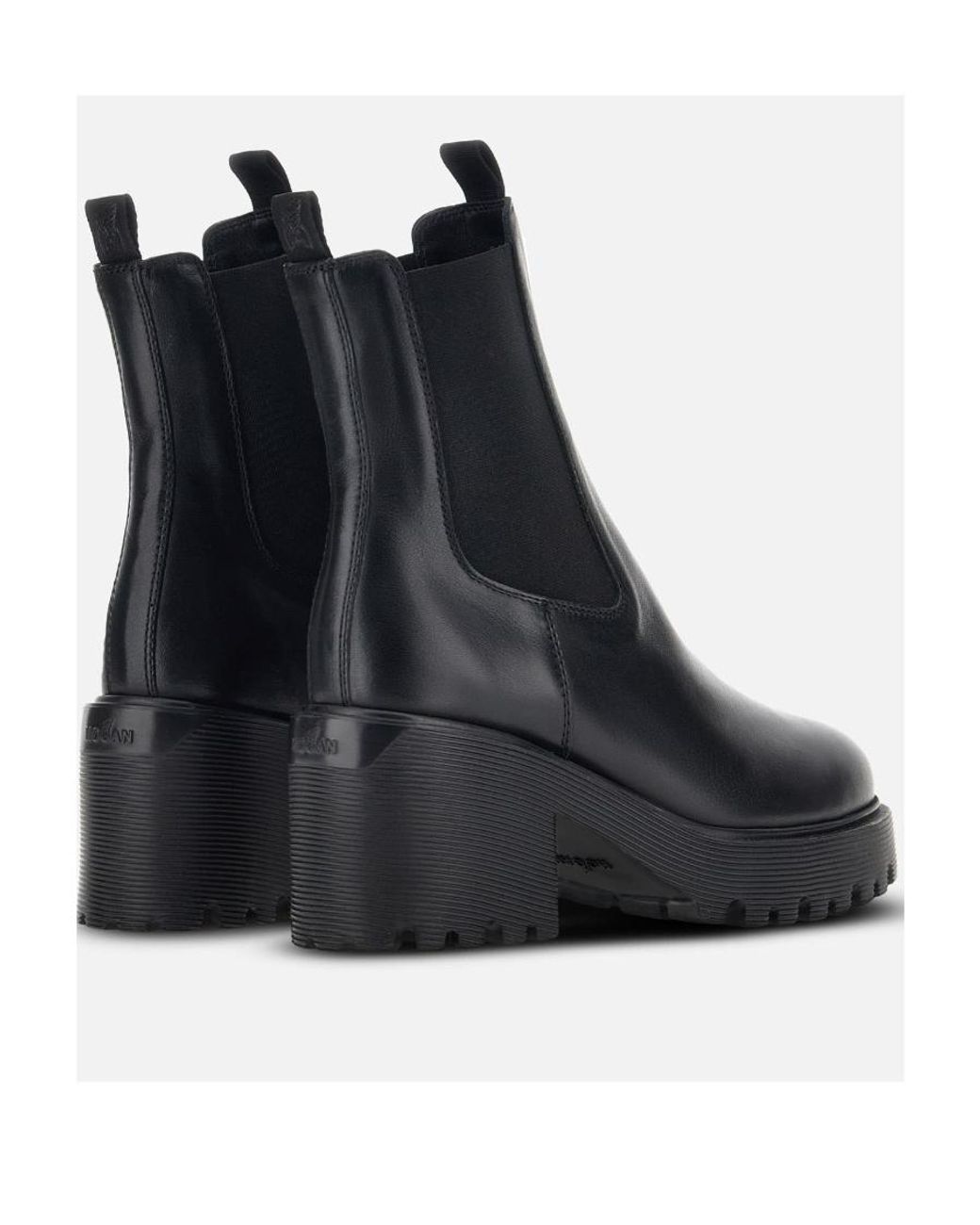 Hogan Black Round-Toe Slip-On Ankle Boots