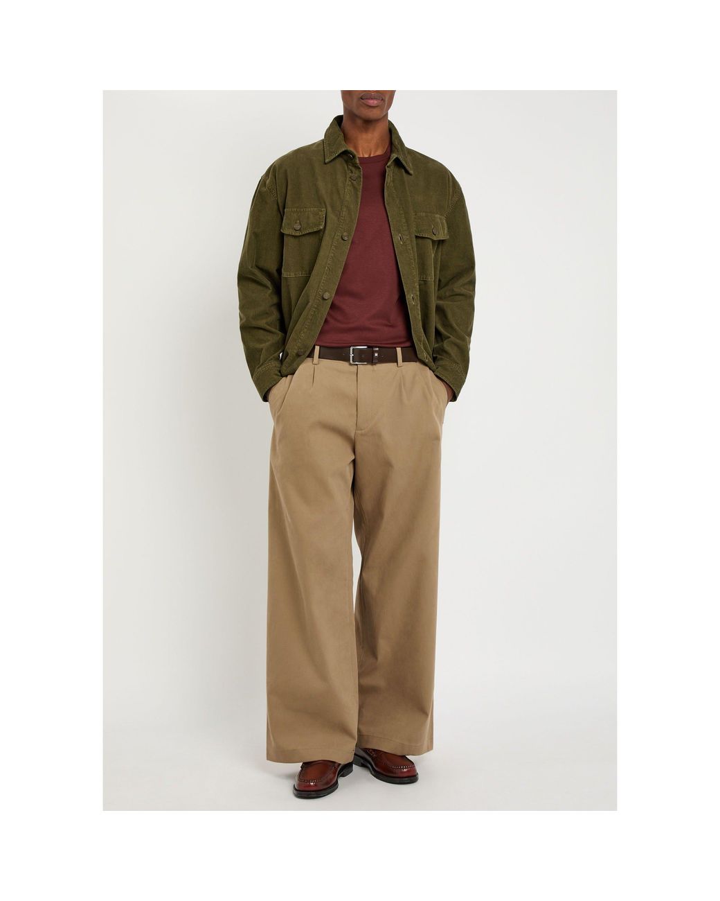 Saint Laurent Green Lapelled Corduroy Shirt Jacket for men