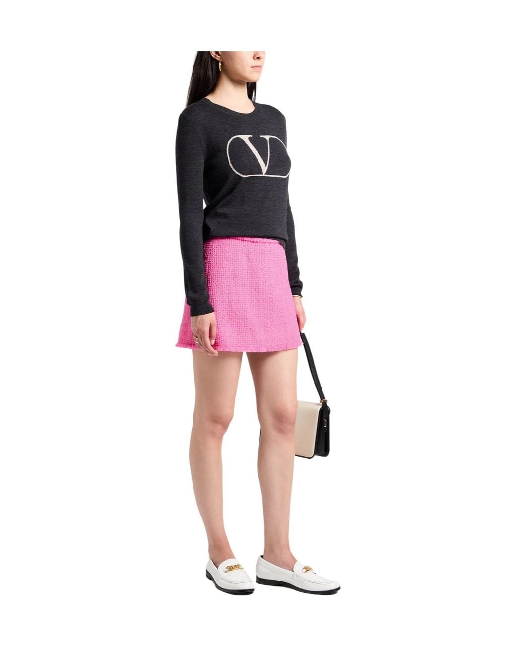 Dolce & Gabbana Pink A-Line Wool-Blend Midi Skirt