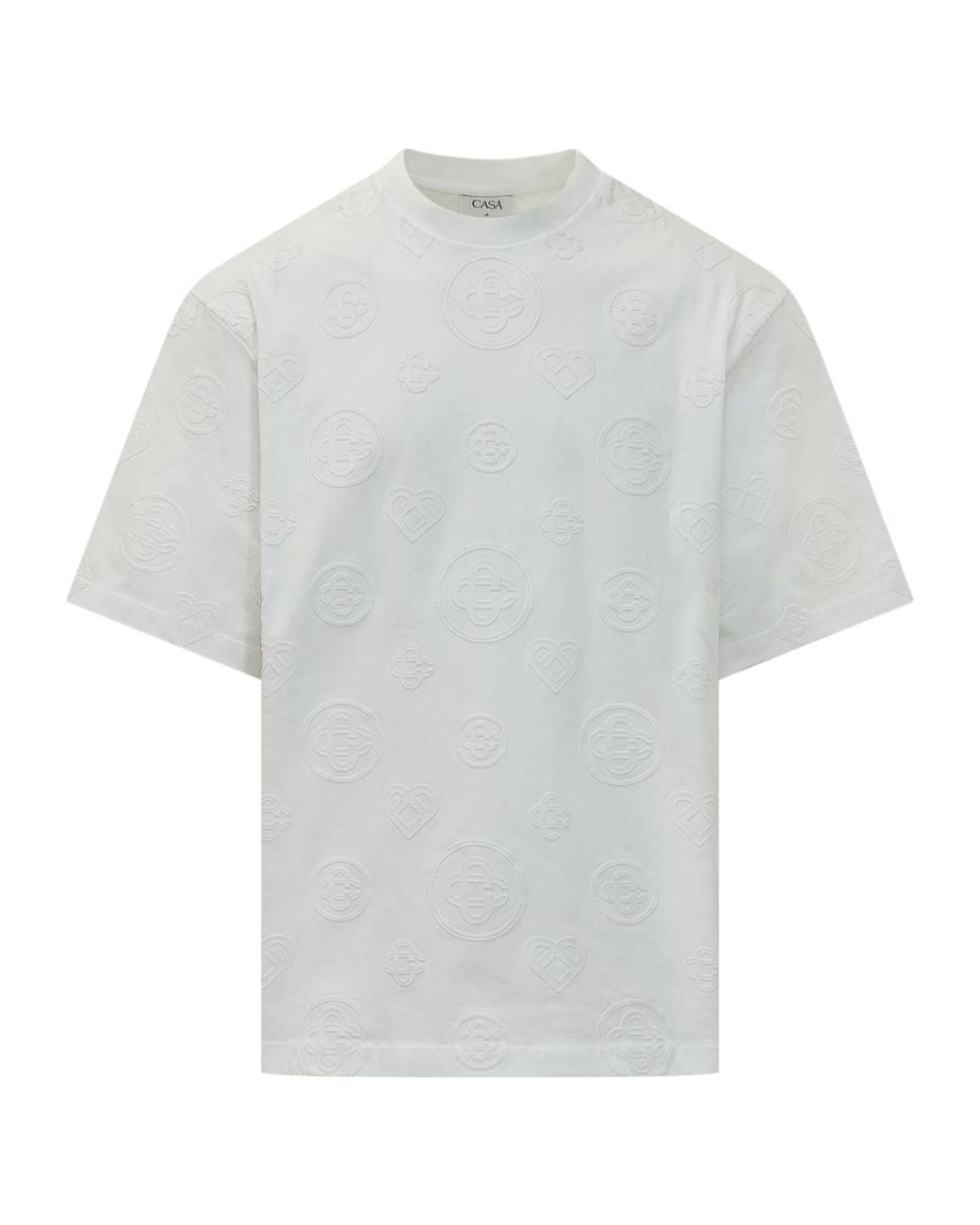 Casablanca White Monogram Embossed T-Shirt for men