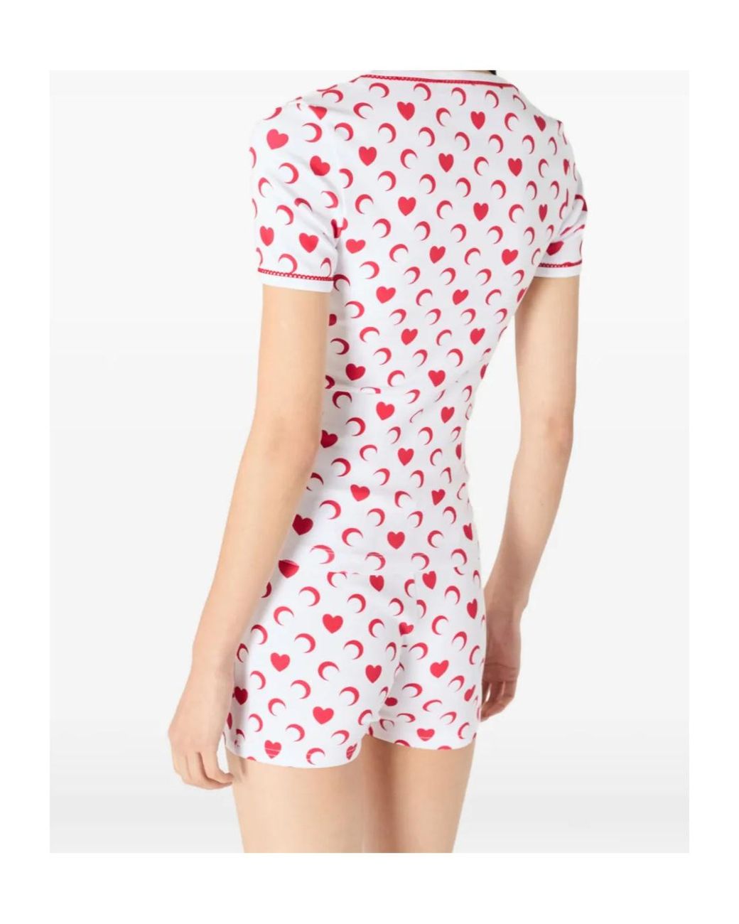 MARINE SERRE Red Moon Heart Printed Mini Shorts