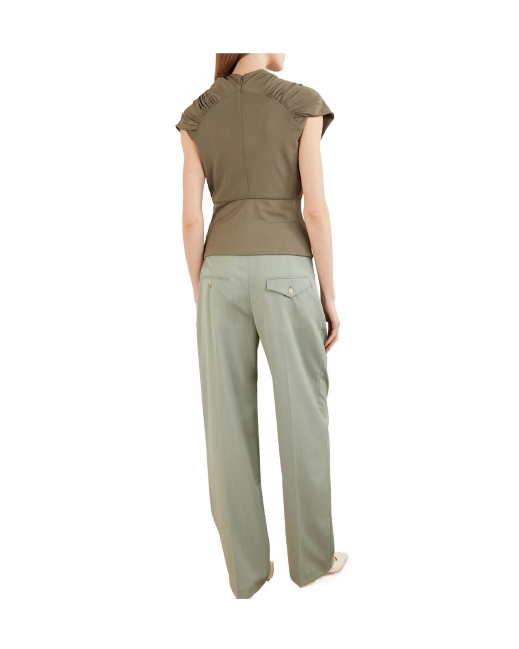 Kallmeyer Green Gathered Draped Jersey Top