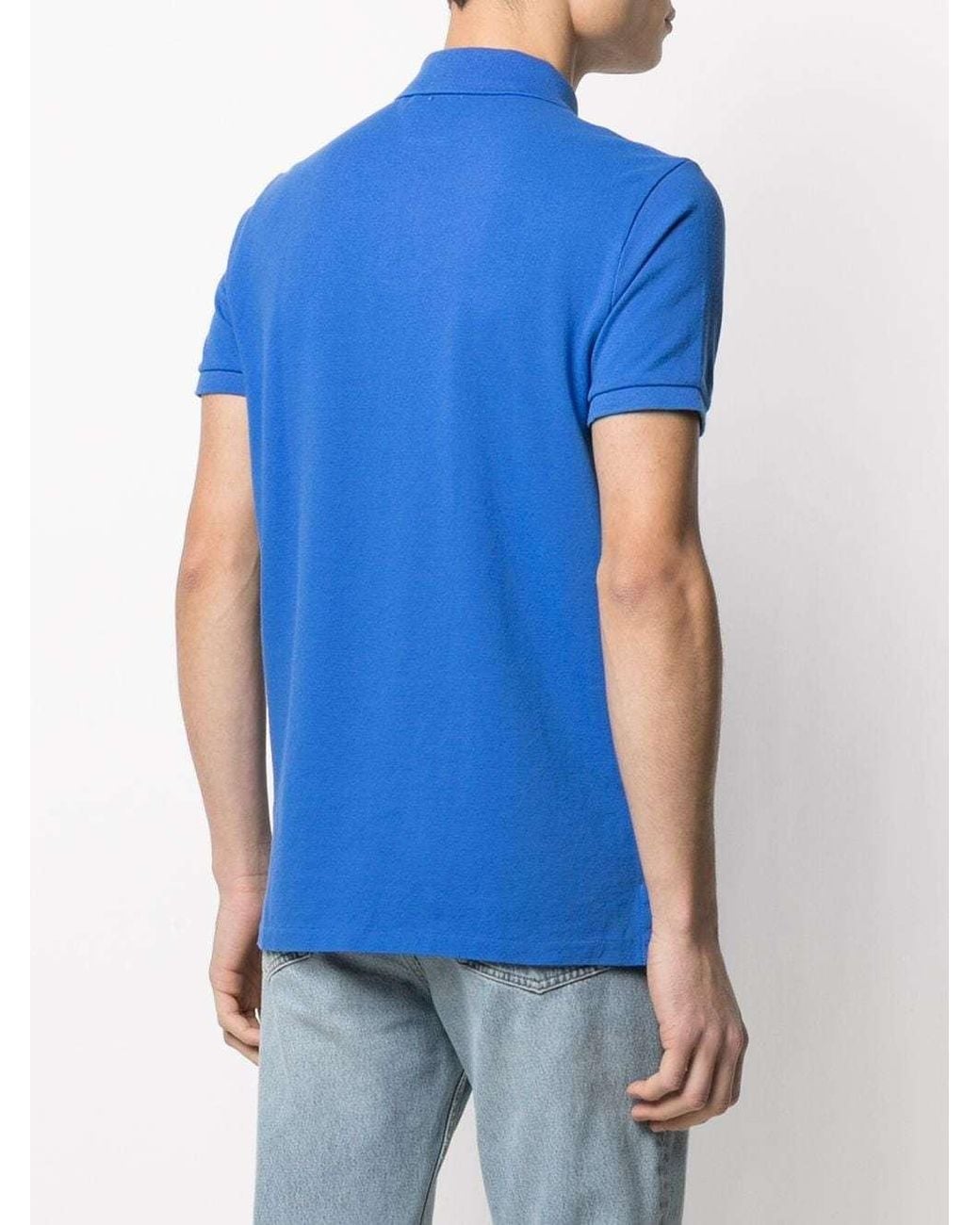 Polo Ralph Lauren Blue Logo Embroidered Short-Sleeved Polo Shirt for men