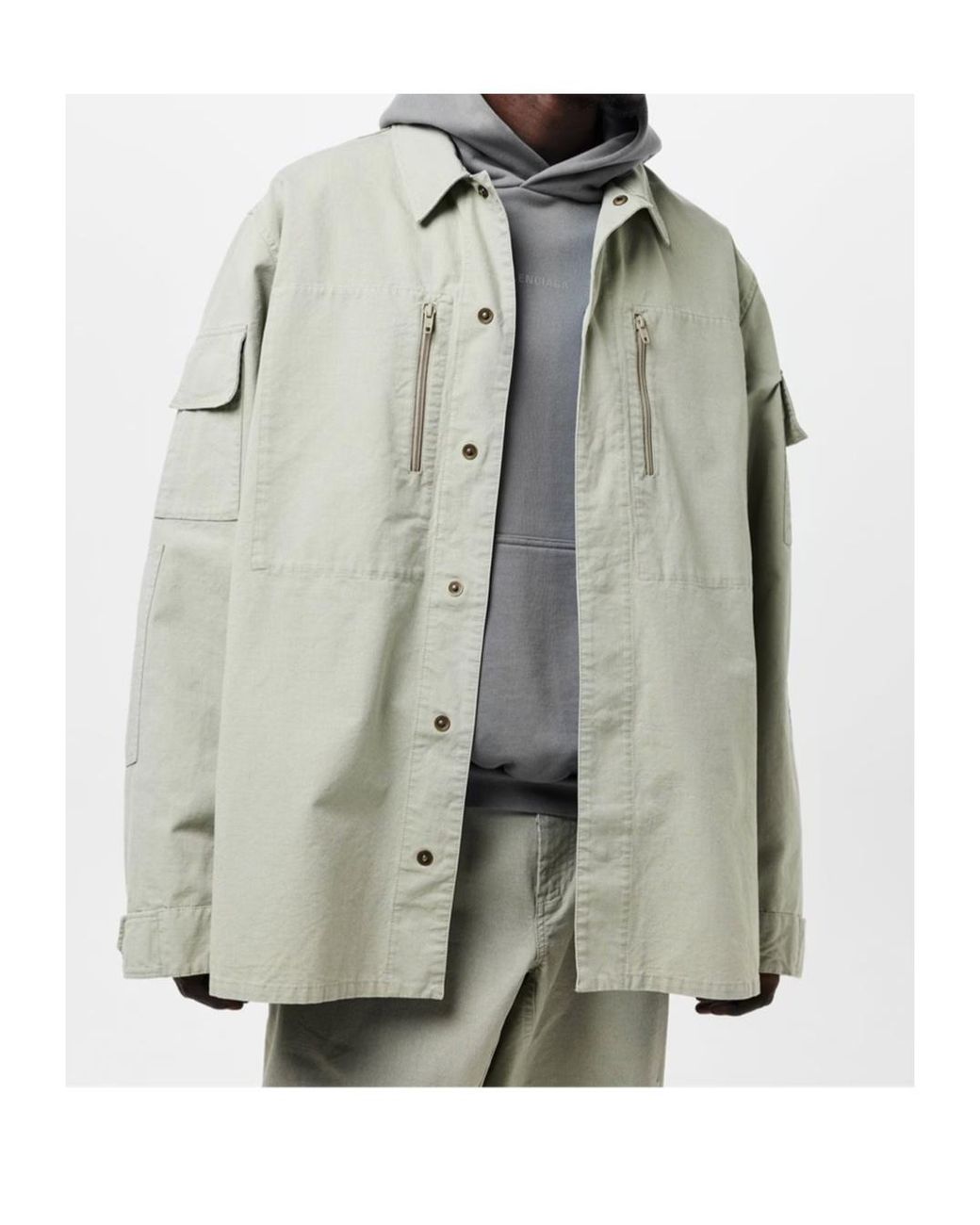 Balenciaga Gray Military Long Sleeve Shirt for men