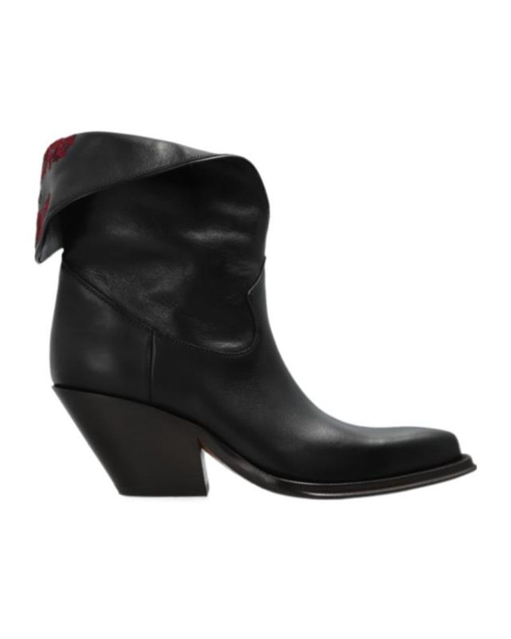 Chloé Black Chloé Azelan Fold-Over Cowboy Boots