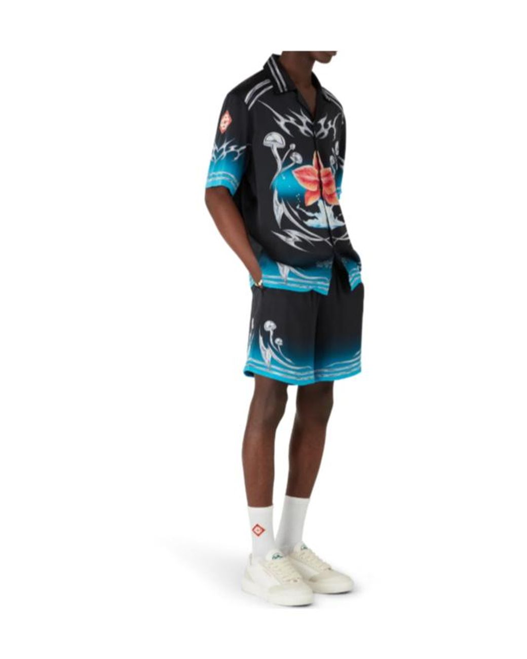 Casablanca Blue Blades Mushroom-Print Shorts for men