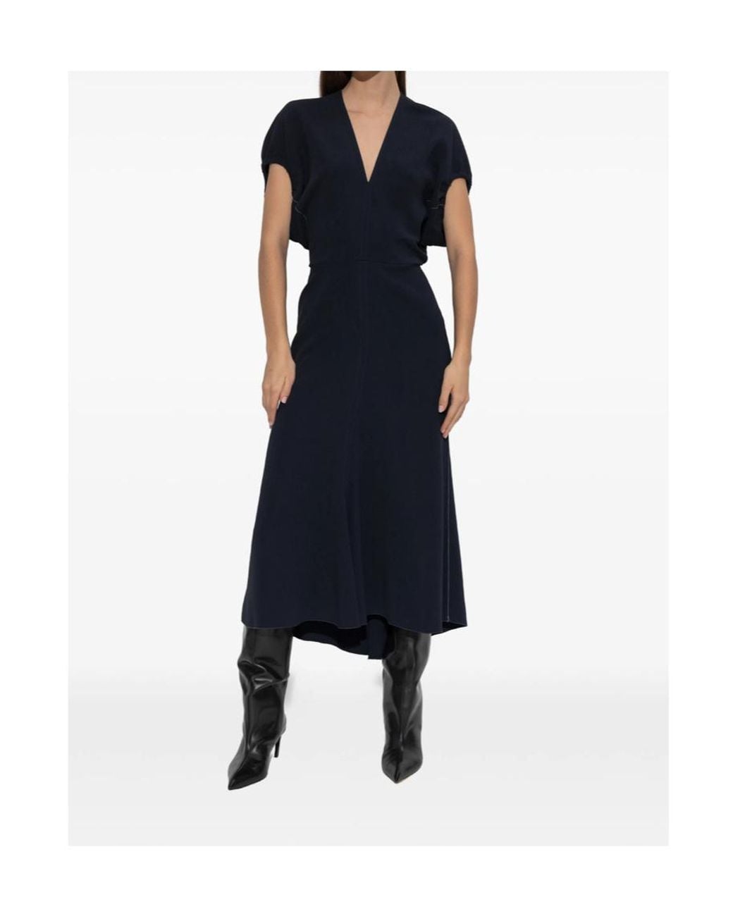 Victoria Beckham Blue Crepe Midi Dress