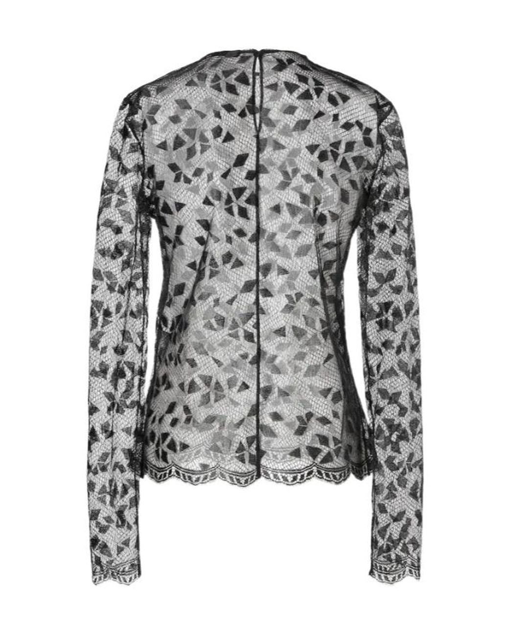 Fendi Gray Lace Long-Sleeve Top