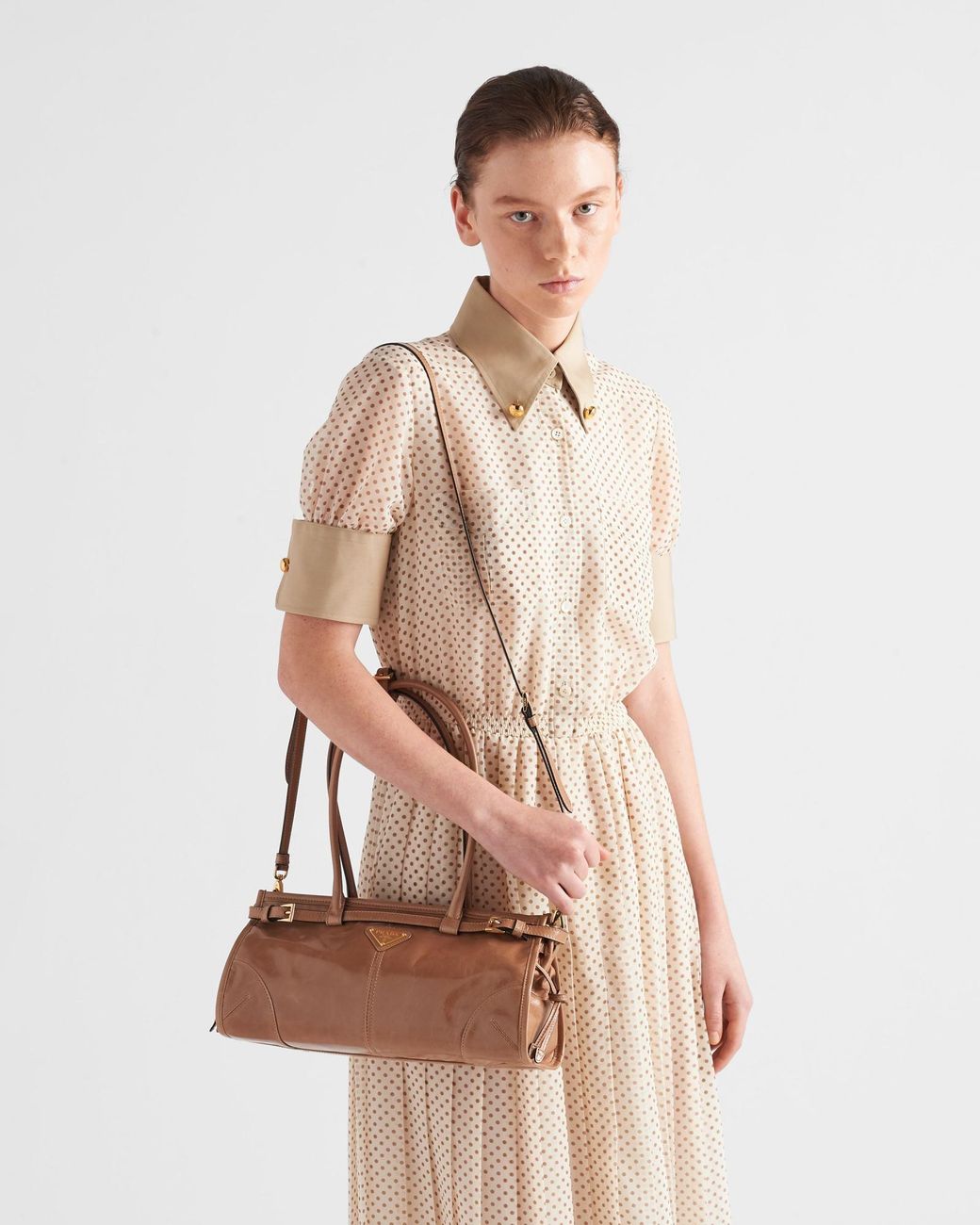 Prada Natural Triangle-Logo Tote Bag