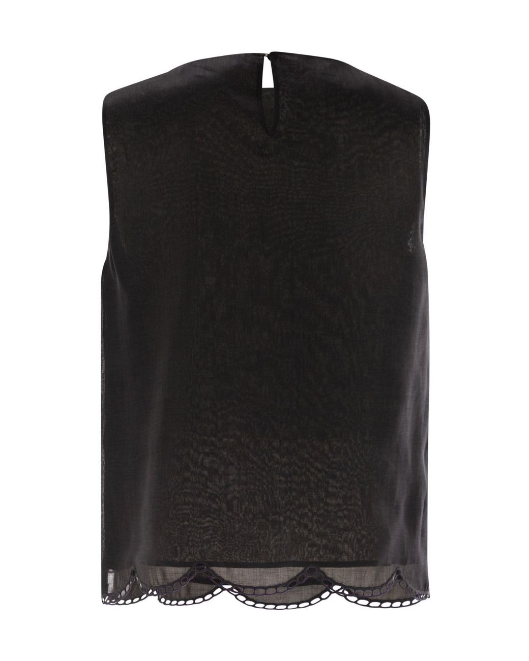 Max Mara Black Studio Efeso Embroidered Sleeveless Top