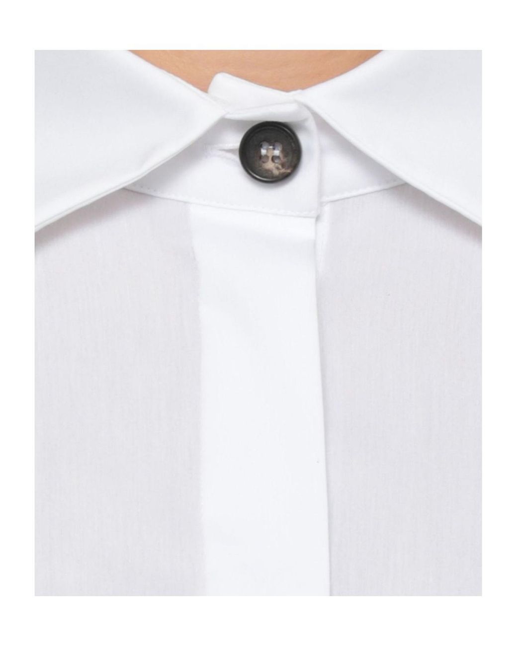 D.exterior White Concealed Placket Shirt