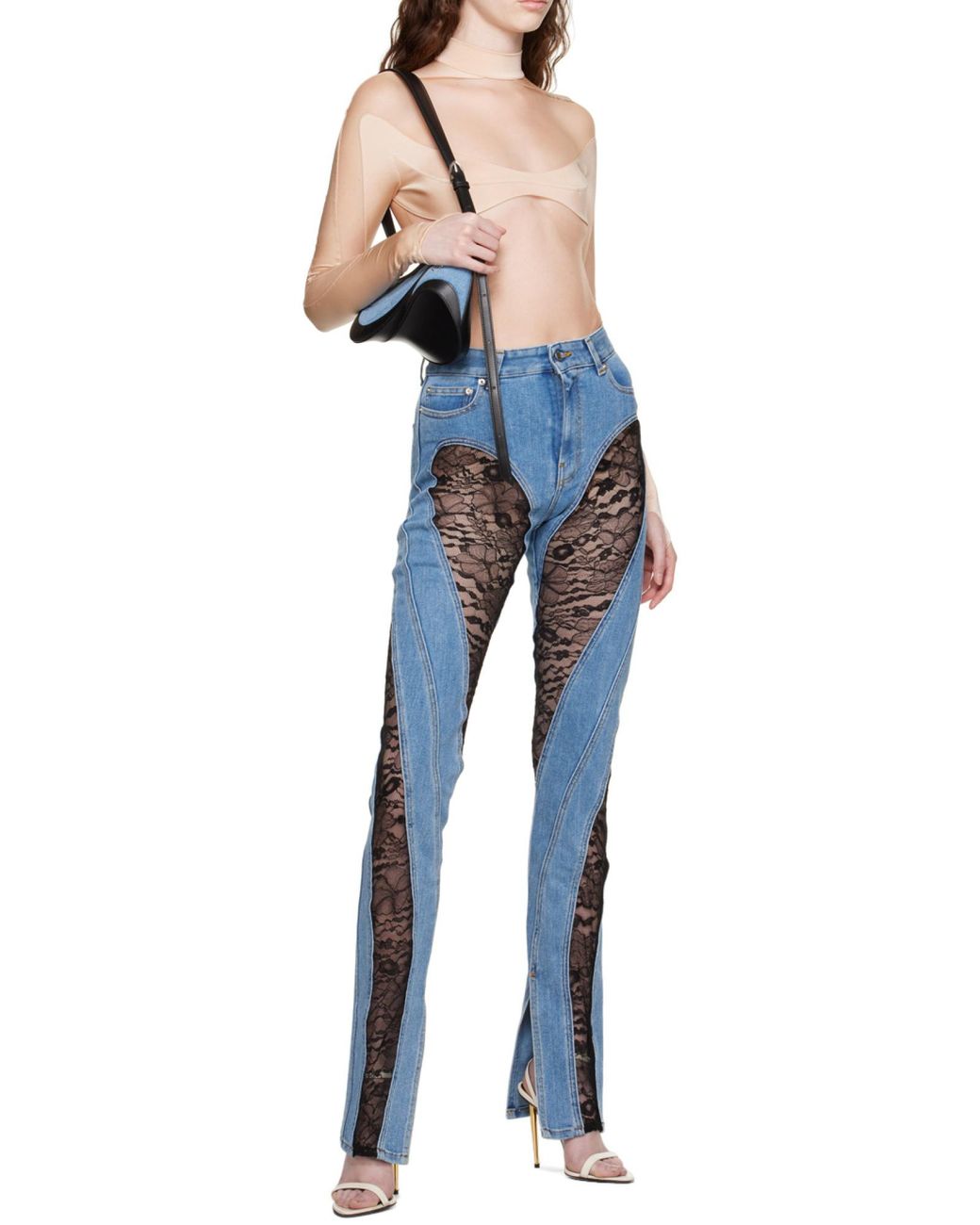 Mugler Blue Small Spiral Curve 01 Denim Bag