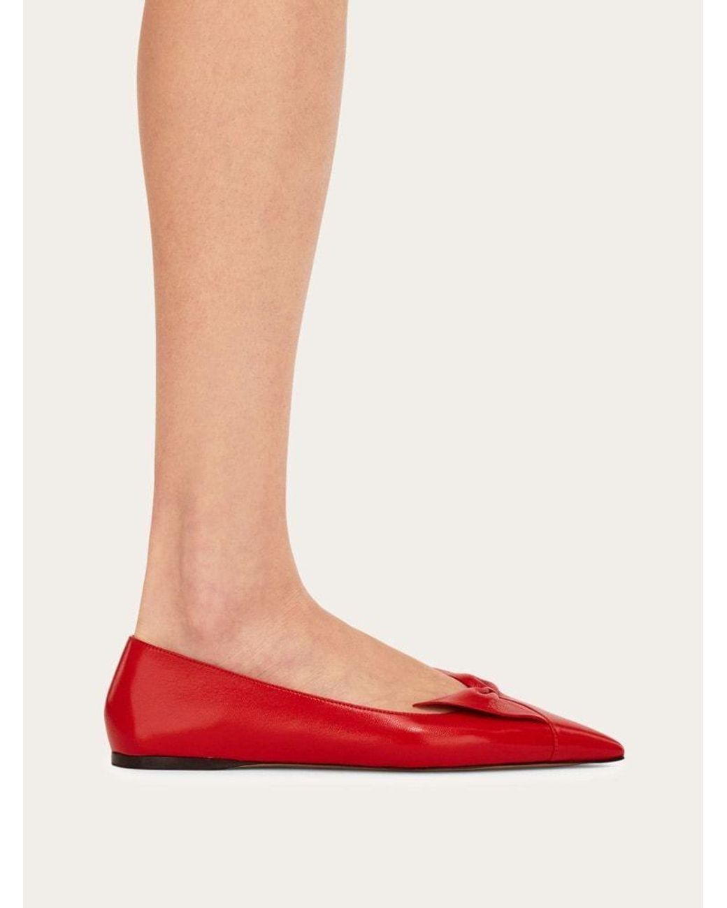 Ferragamo Red Bow Ballet Flat