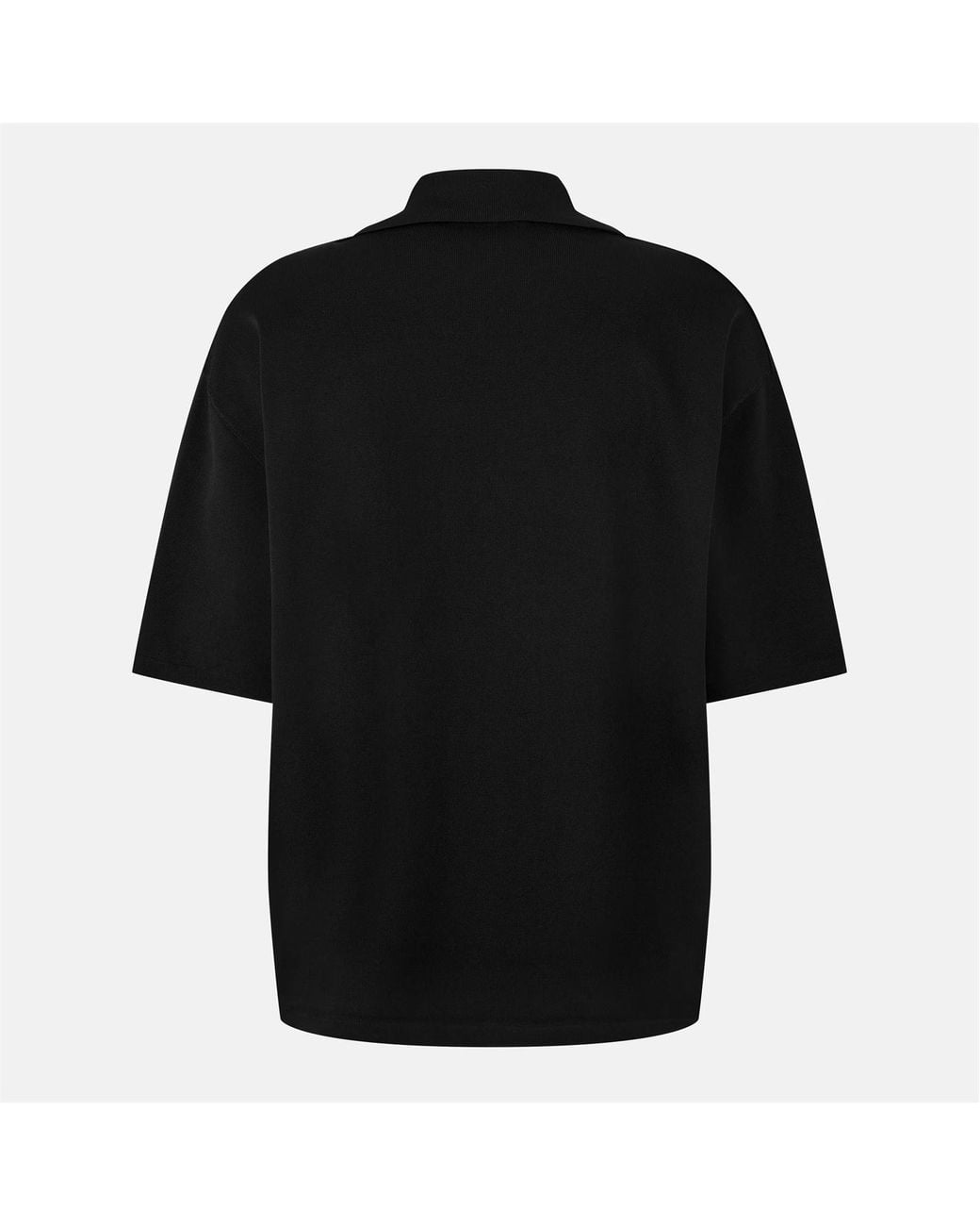 AMI Black Knitted Short-Sleeved Polo Shirt for men