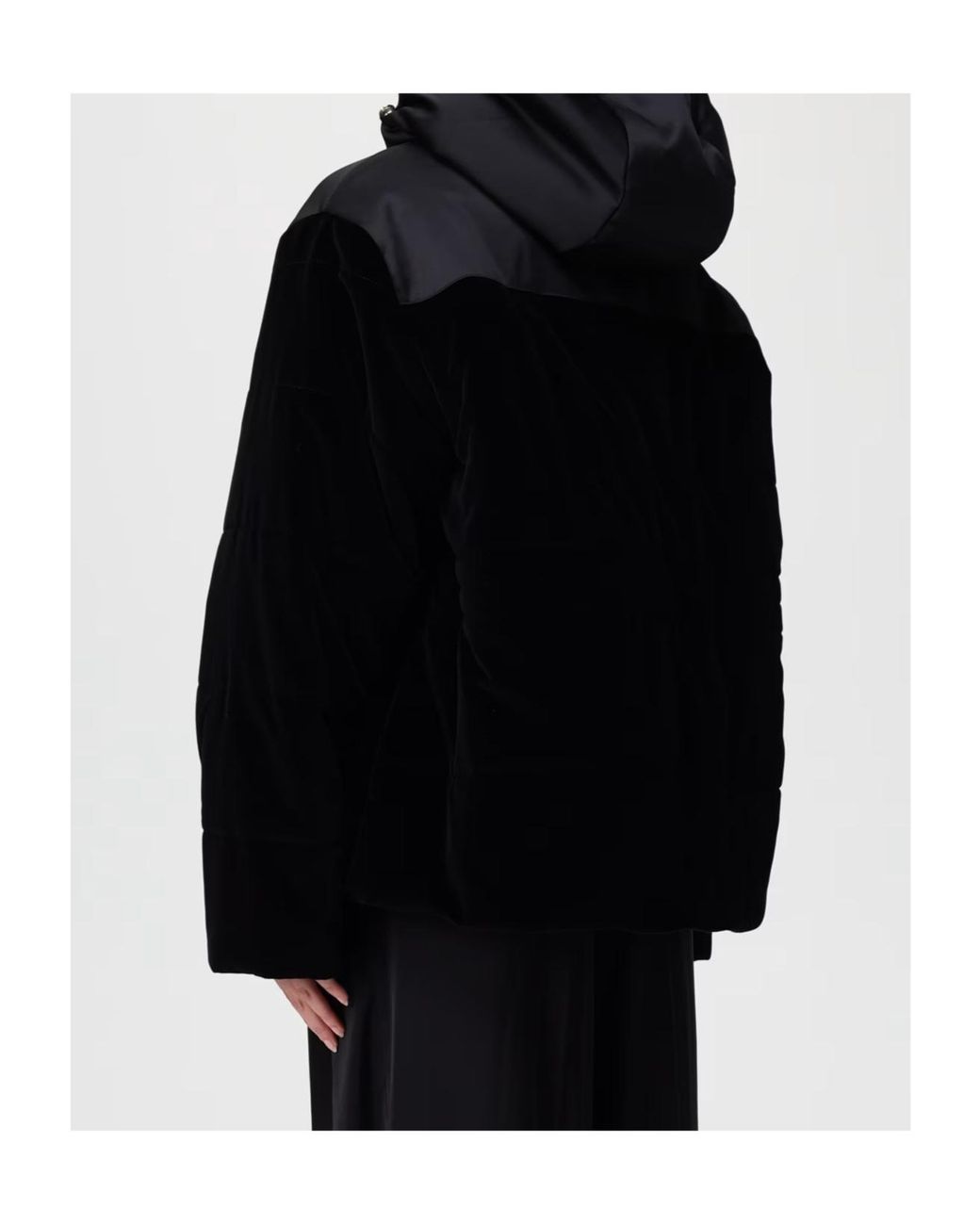 Fabiana Filippi Black Hooded Padded Velvet Jacket