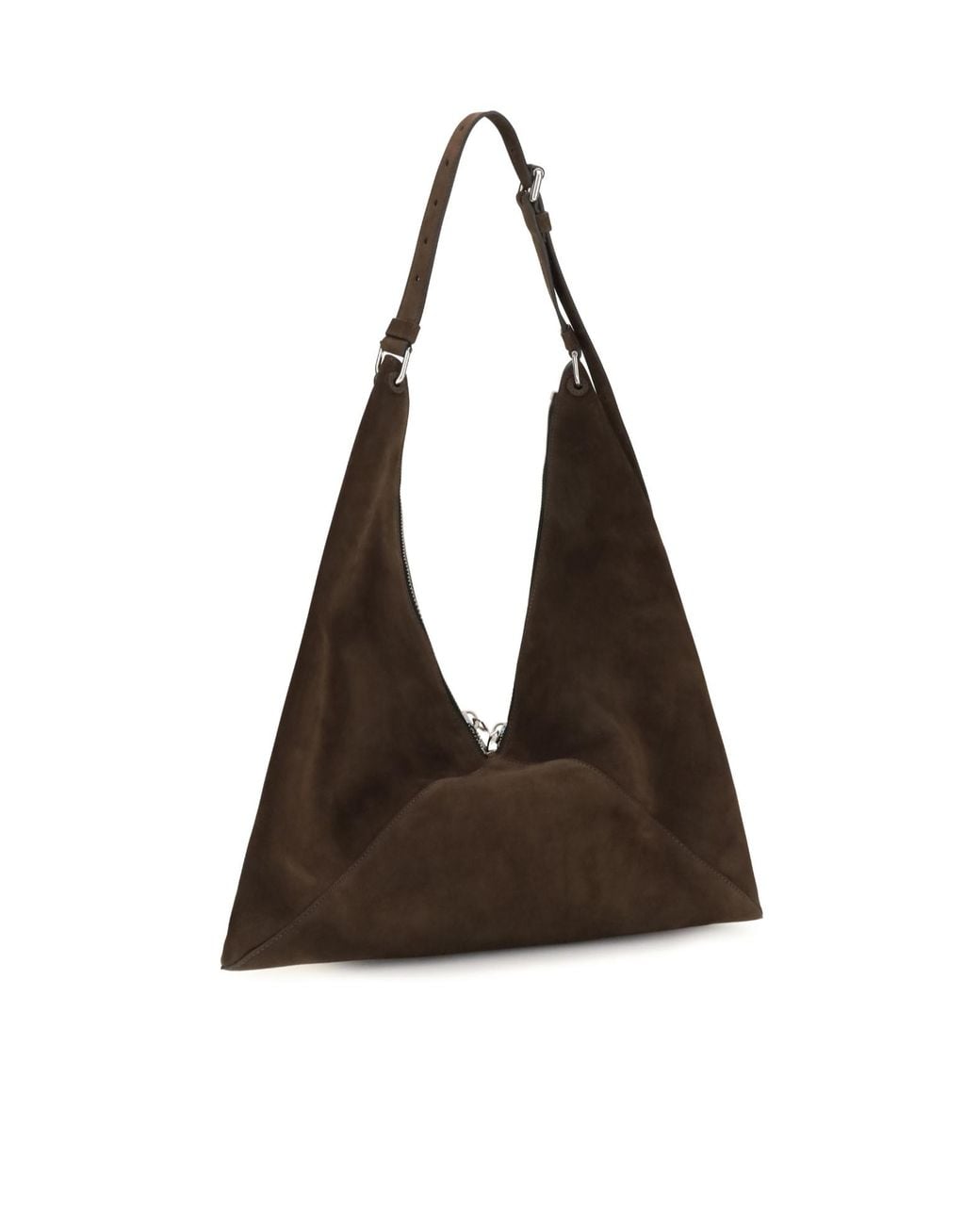 Moschino Brown Buckle Detailed Zipped Shoulder Bag