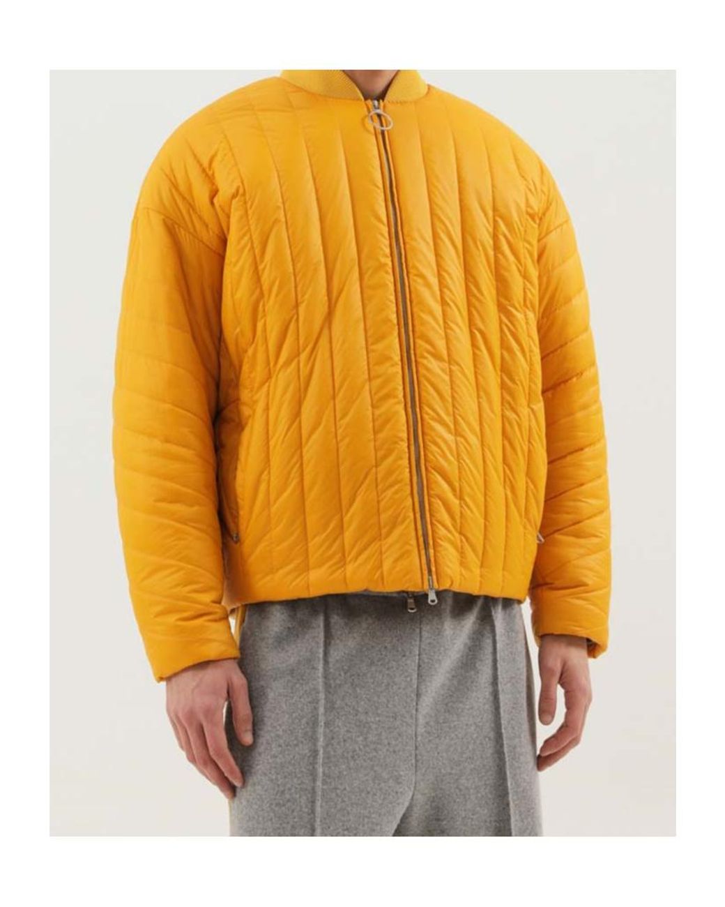 1989 STUDIO Yellow Quilted Zip-Up Coat for men