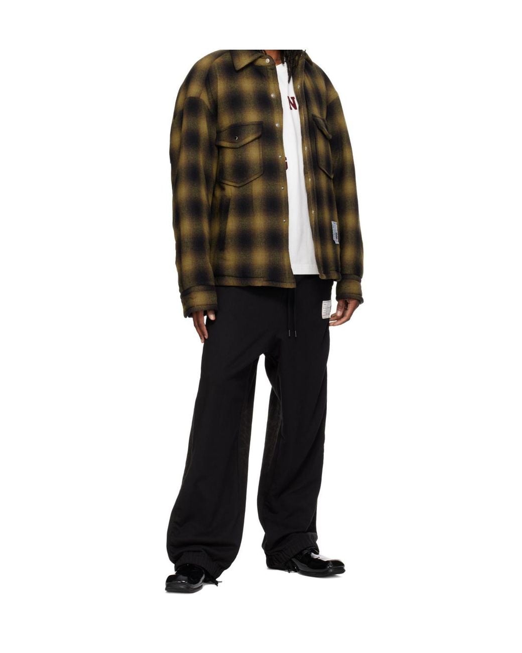 Maison Mihara Yasuhiro Black Long-Sleeved Plaid Padded Jacket for men