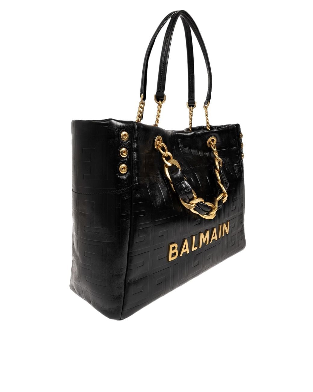 Balmain Black 1945 Soft Chain Tote Bag