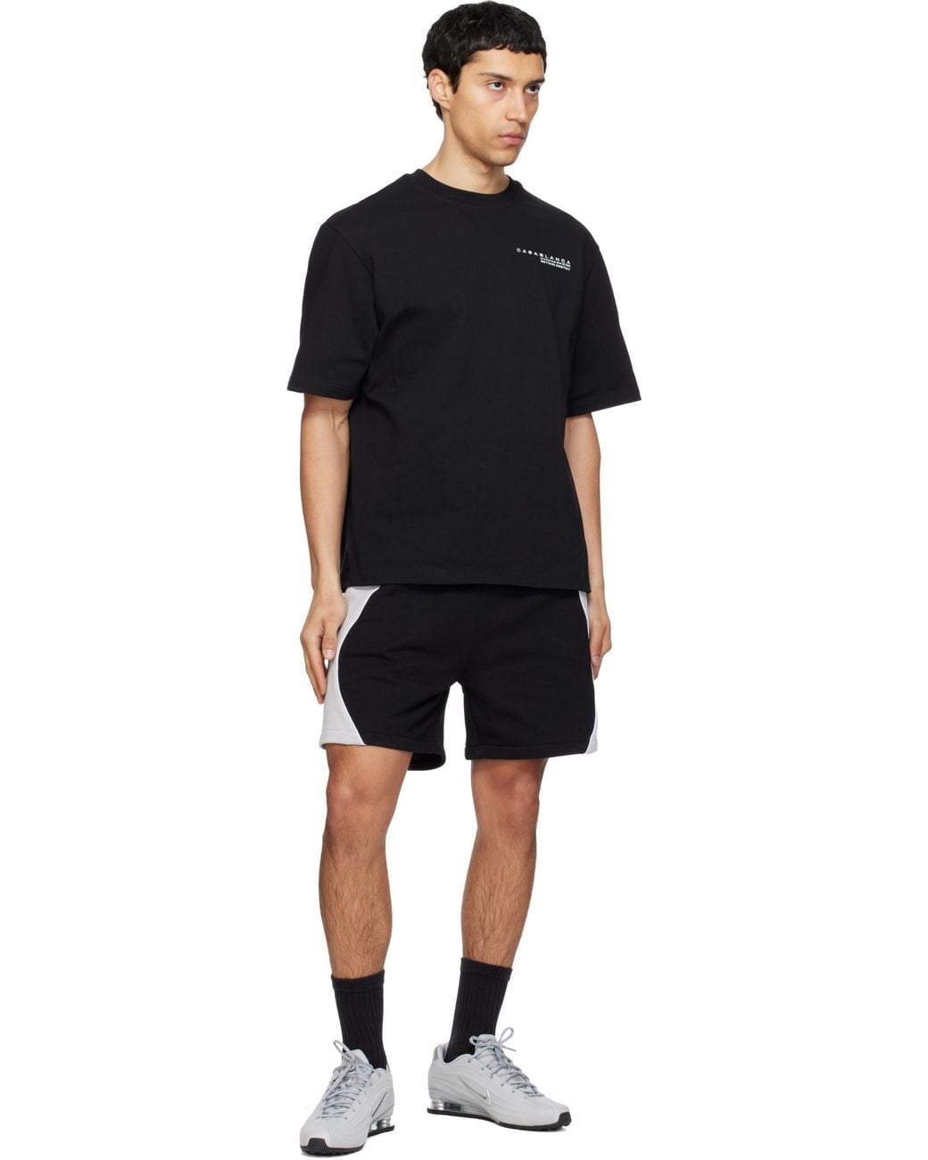 Casablanca Blue Color-Block Drawstring Shorts for men