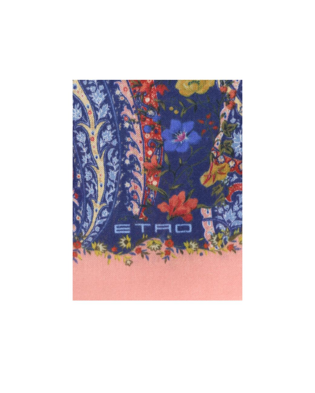 Etro Blue Paisley Fringed Scarf