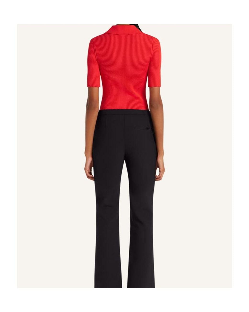 Courreges Red Courrèges Iconic Ribbed-Knit Polo Shirt