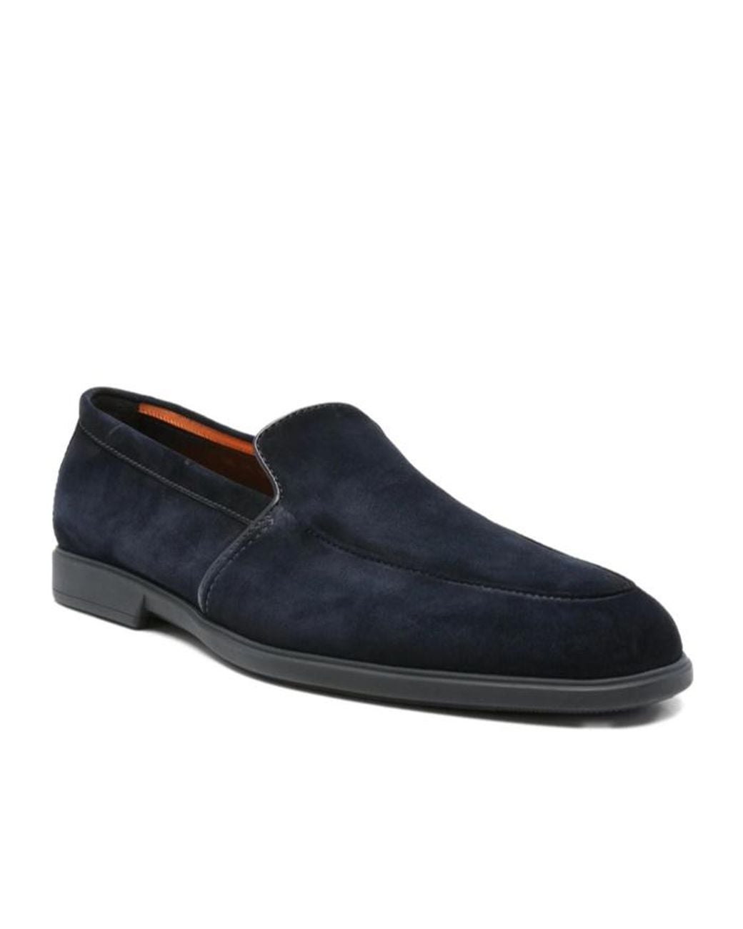 Santoni Blue Round Toe Slip-On Loafers for men