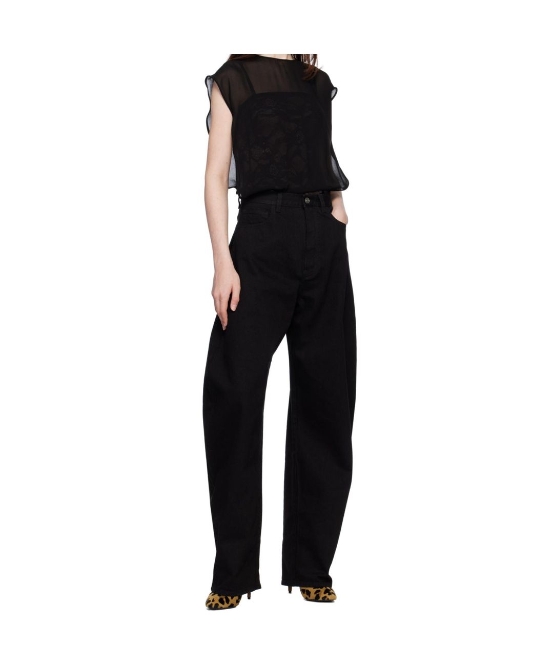 Alaïa Black Alaïa Georgette Bodysuit Top