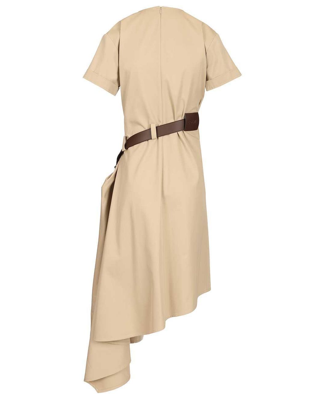 Loewe Natural V-Neck Asymmetric Belted Dress