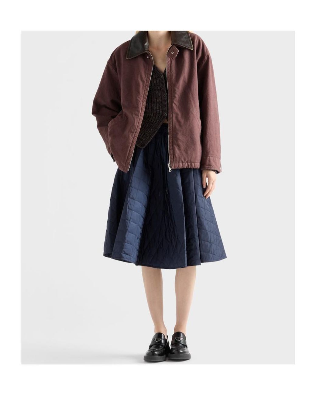 Prada Blue Quilted Midi Skirt