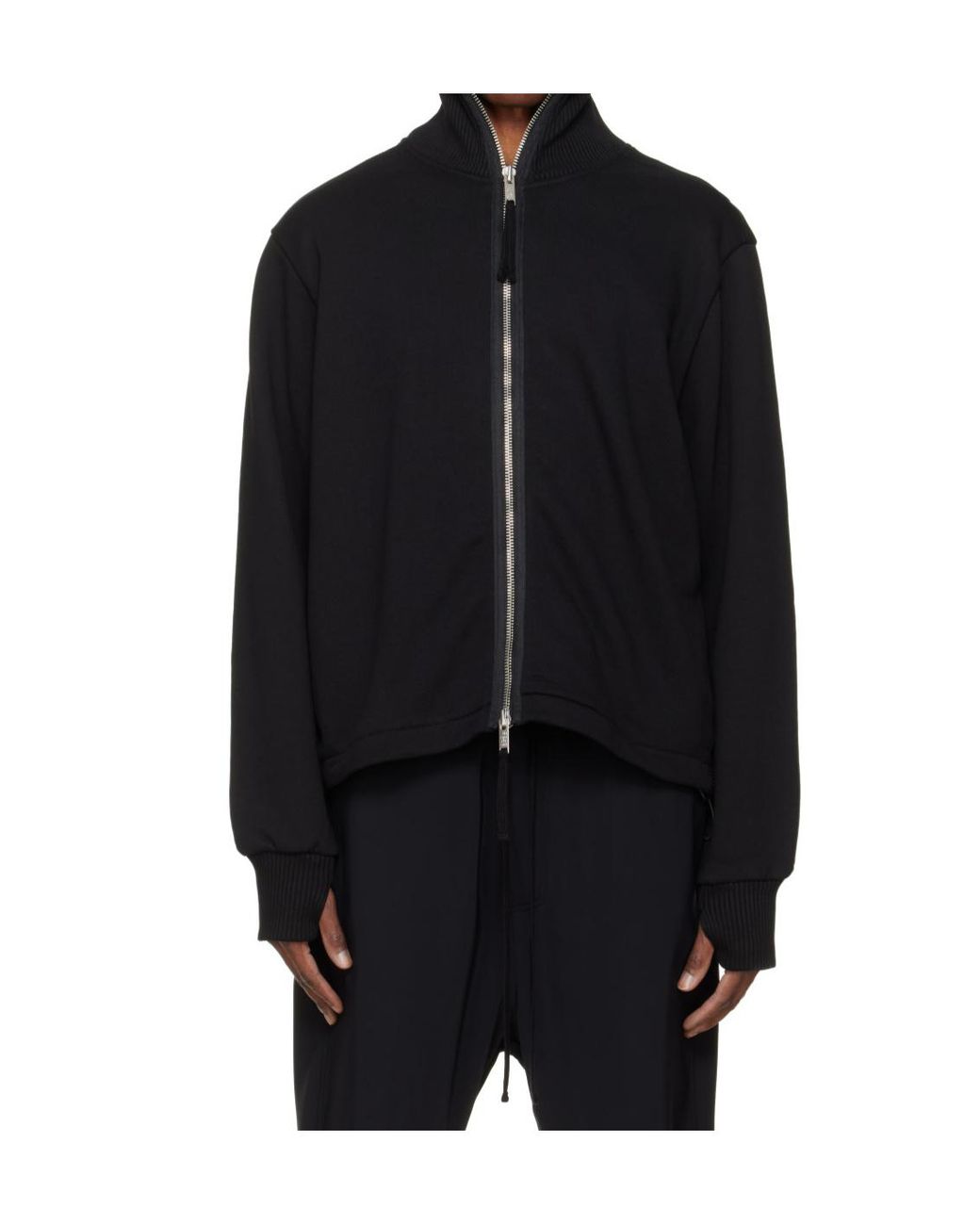 Thom Krom Black Ribbed Cuff Hooded Jacket for men