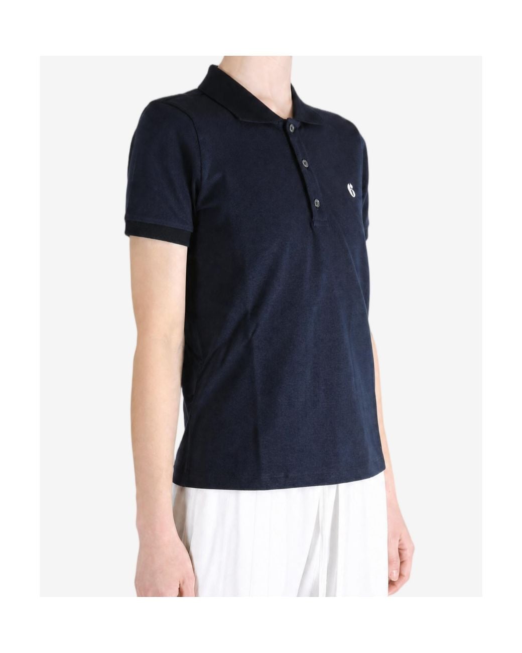 MM6 by Maison Margiela Blue Logo-Print Short-Sleeve Polo Shirt